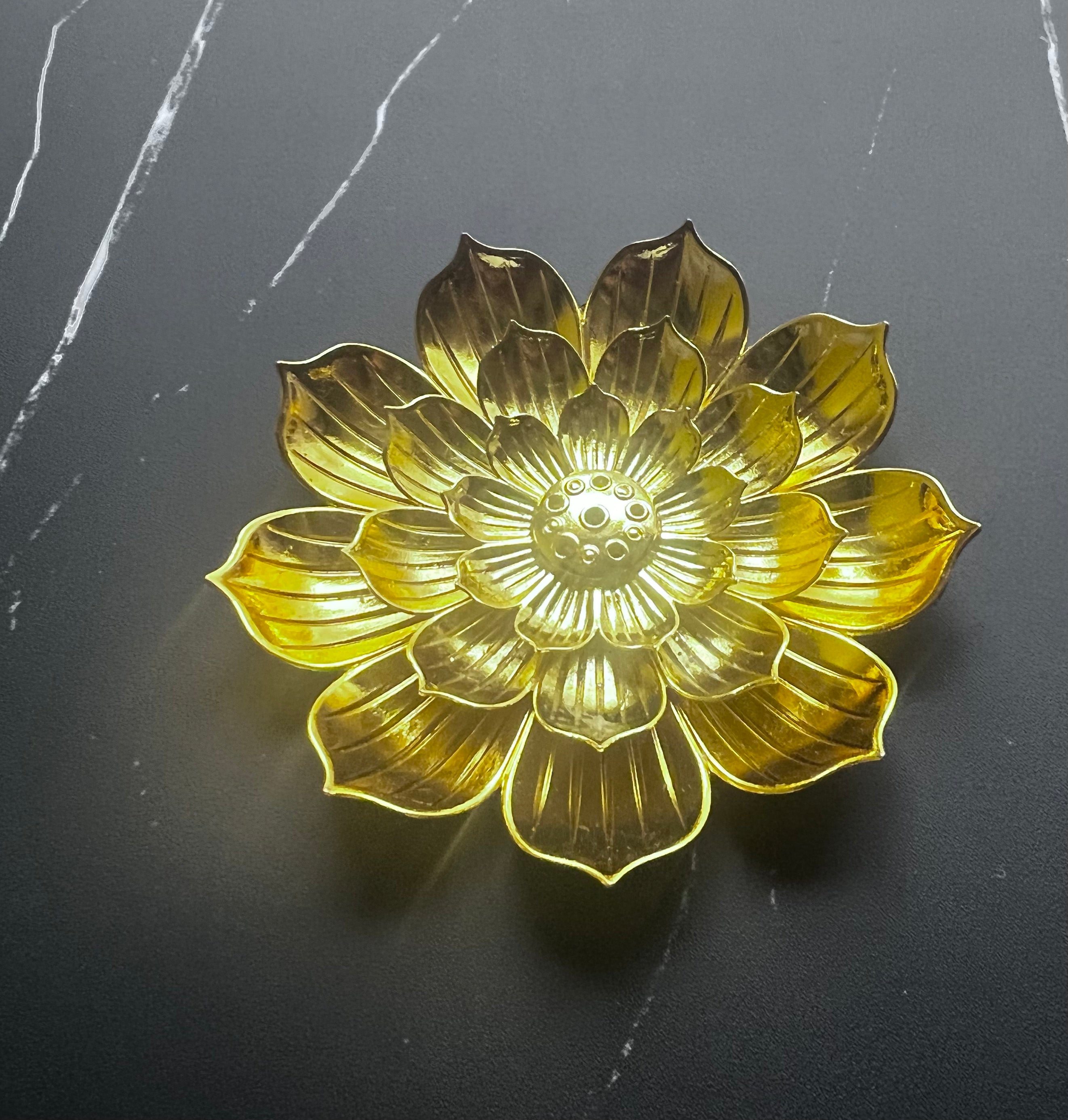 Gold plated Lotus flower incense holder